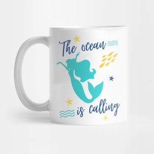 the ocean is calling mermaid cute graphic Mug